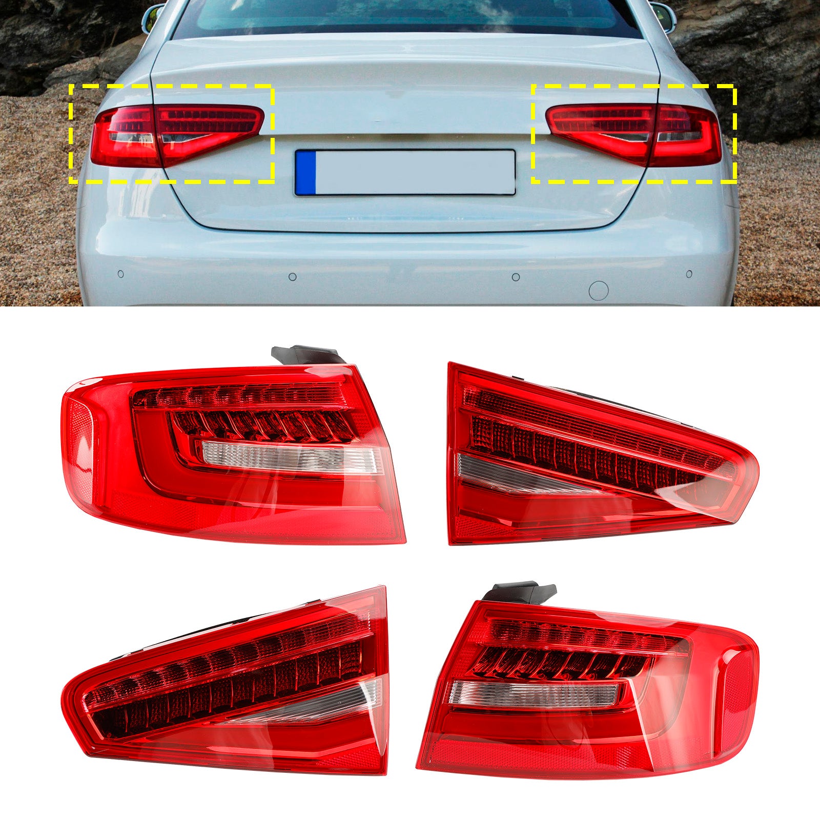 4pcs Rear Tail Light Lamp 8K5945093AC 4AC 5AC 6AC Pour Audi A4 B8.5PA 2013-2016