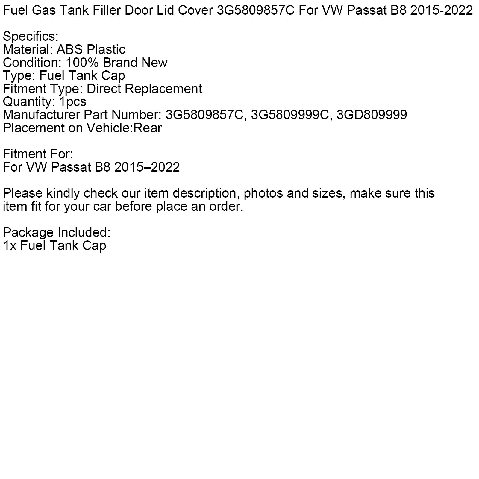 Tapa del tanque de combustible 3G5809857C para VW Passat B8 2015-2022