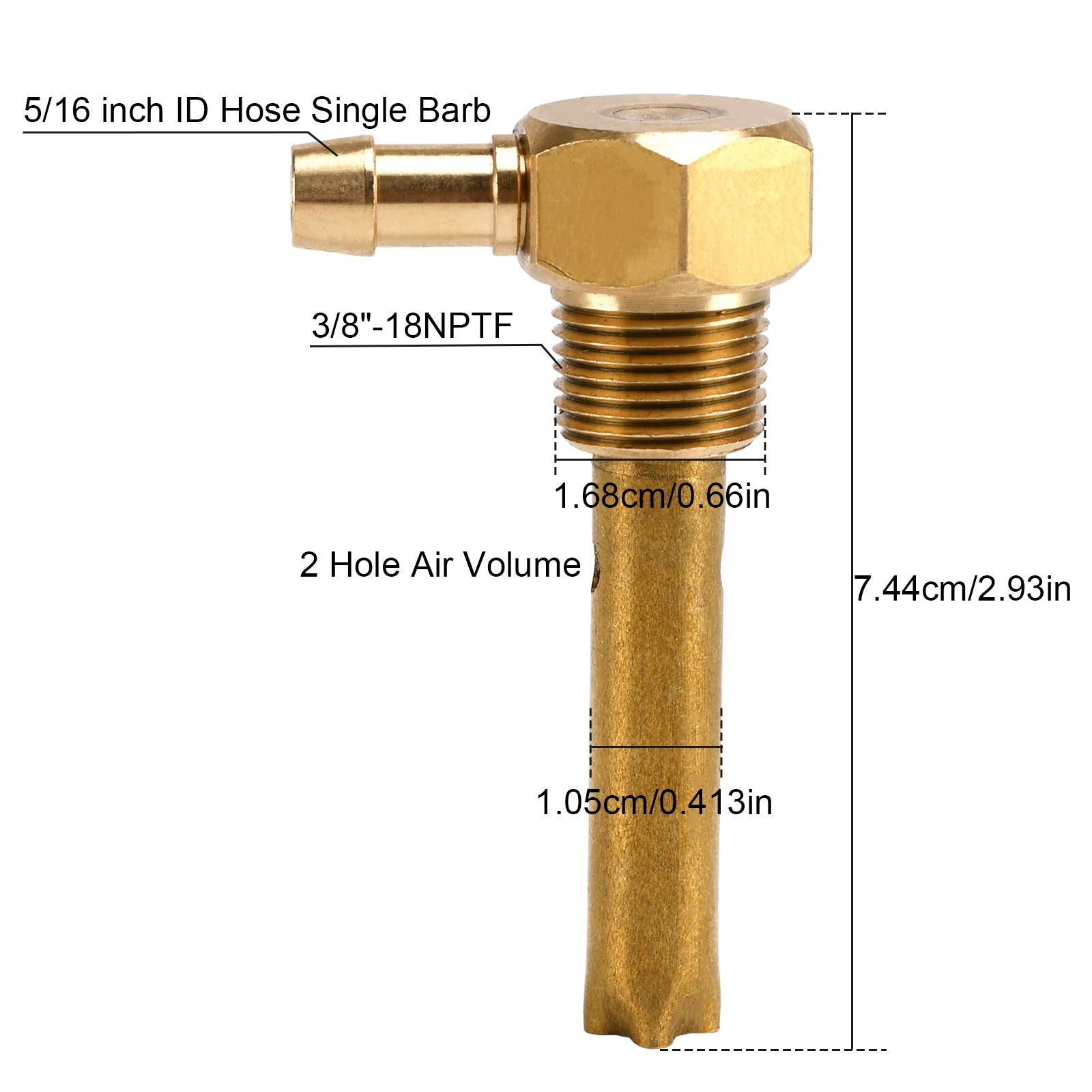 2 tuyaux de 5/16"" de diamètre intérieur pour évent de réservoir de carburant, filetage 3/8""-18NPTF pour petits et grands réservoirs