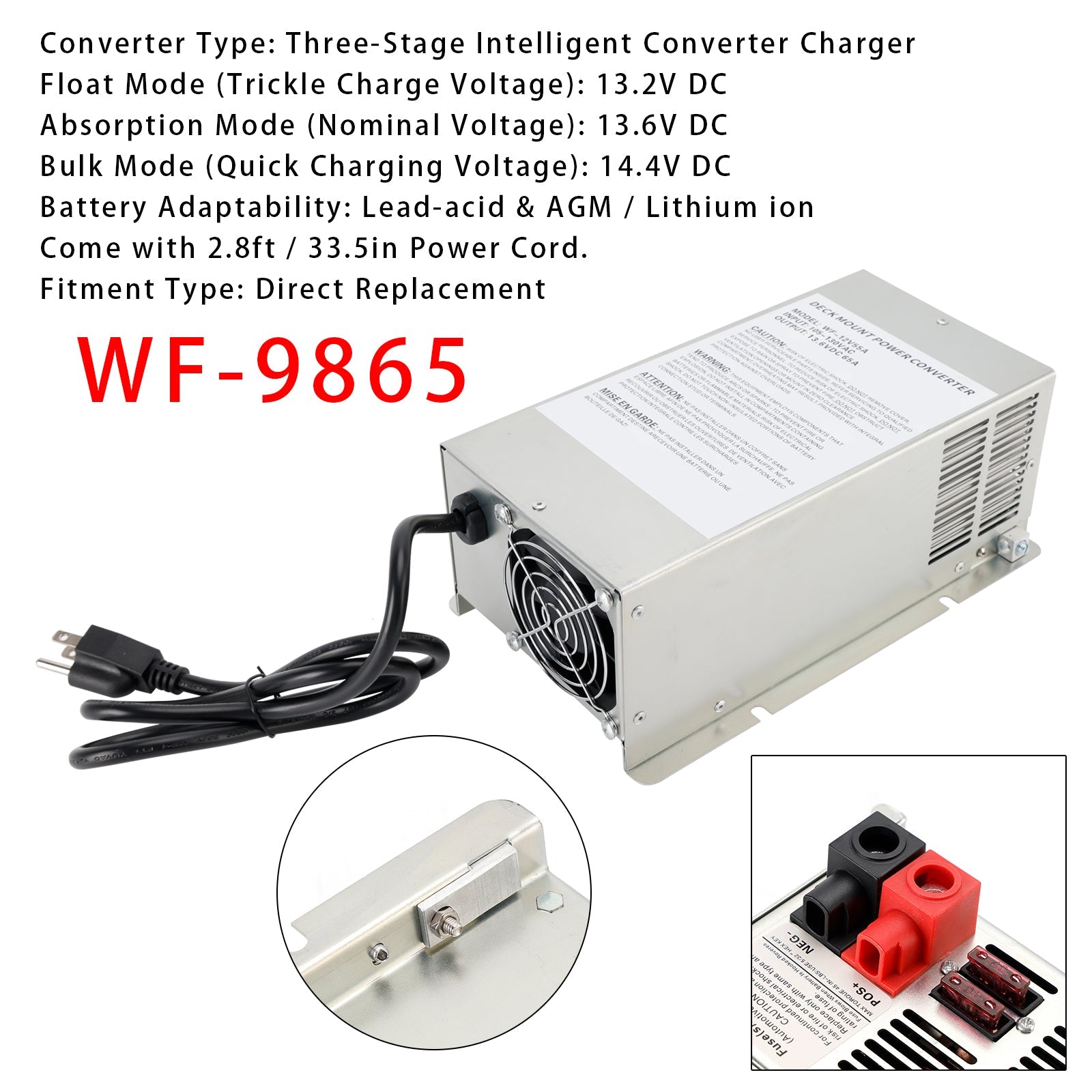 Convertisseur de puissance 65 A WF-9865, chargeur pour camping-car, caravane, remorque, WF-9865-AD-CB WF-9800