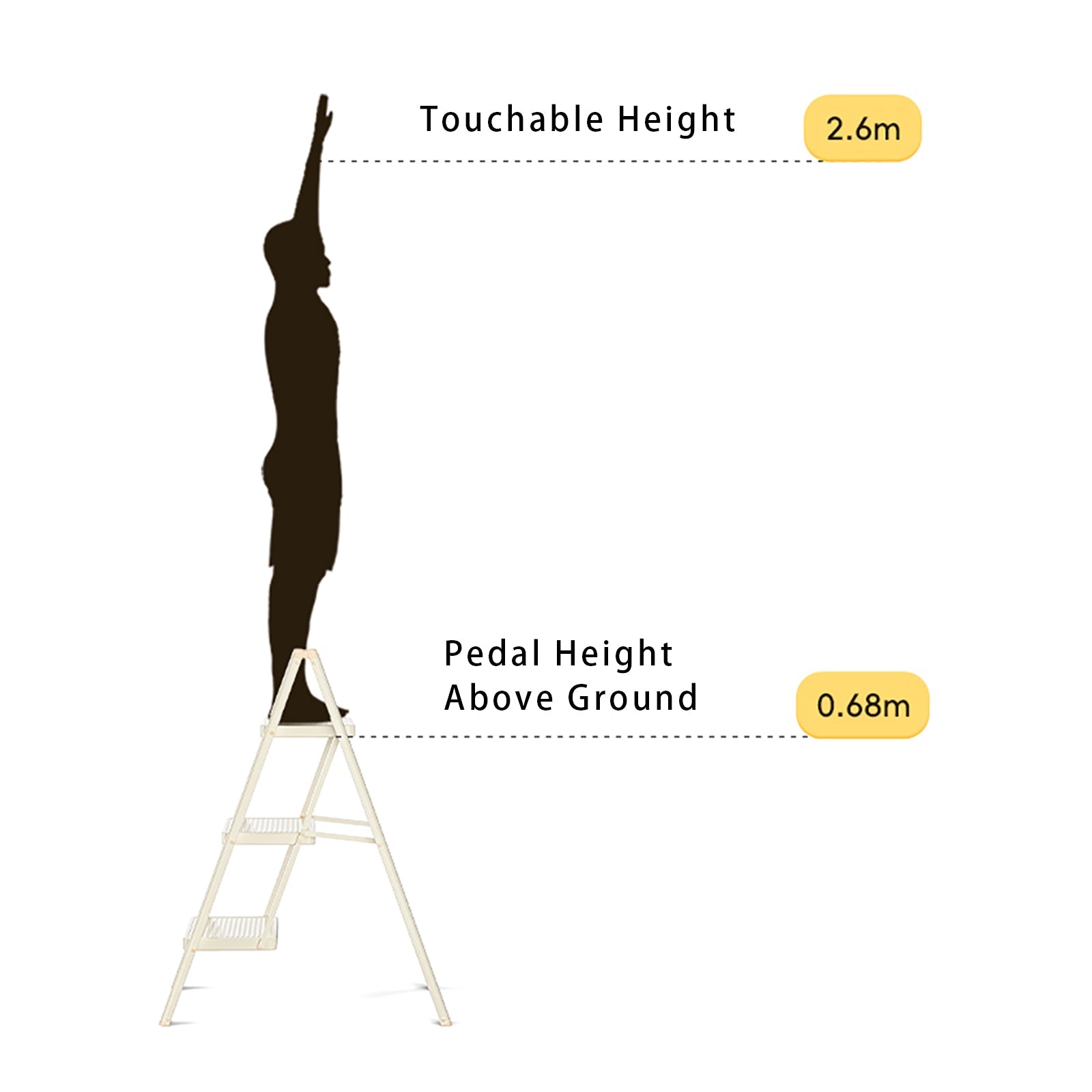 Escabeau, 3 niveaux, pliable, aluminium, échelle, capacité de charge 330,7 lb