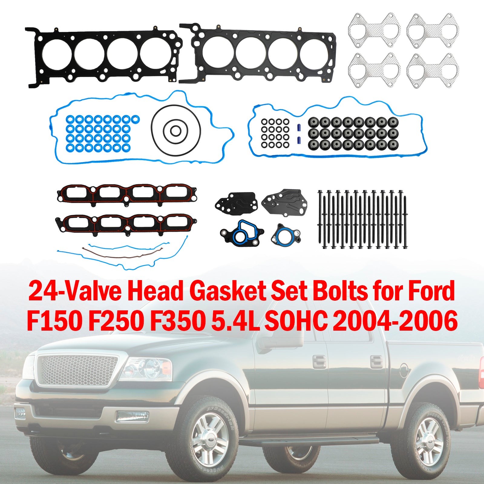 2004-2006 Ford F150 F250 F350 5,4L SOHC 24-venttiilikannen tiivistesarjan pultit