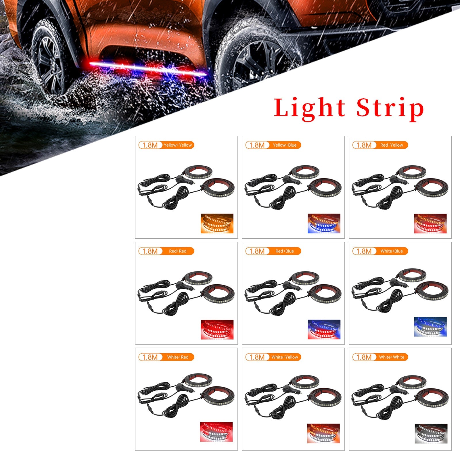 Tiras de luz LED bicolor para escalones laterales de camioneta