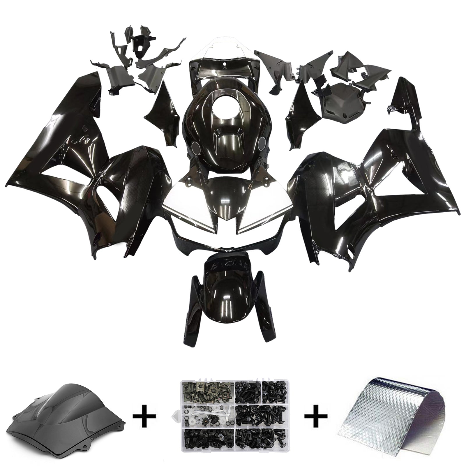 Kit de carénage en plastique ABS moulé par injection noir brillant pour Honda CBR600RR 2013-2020