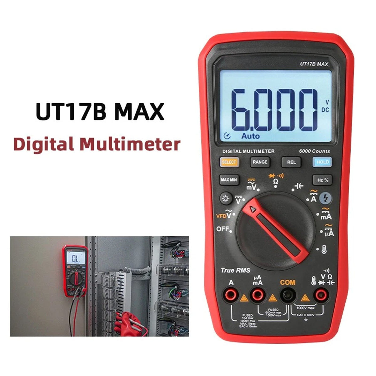 Multimètre numérique UT17B MAX avec fonctions CC/CA et mesure C/V/I/R