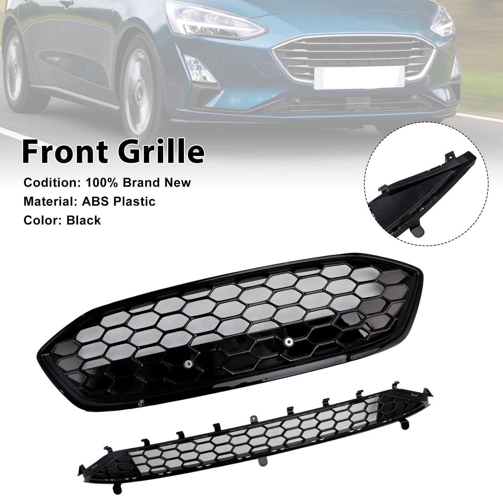 Grid de parachoques delantero negro Ford Focus Mk4 St 2018-2021