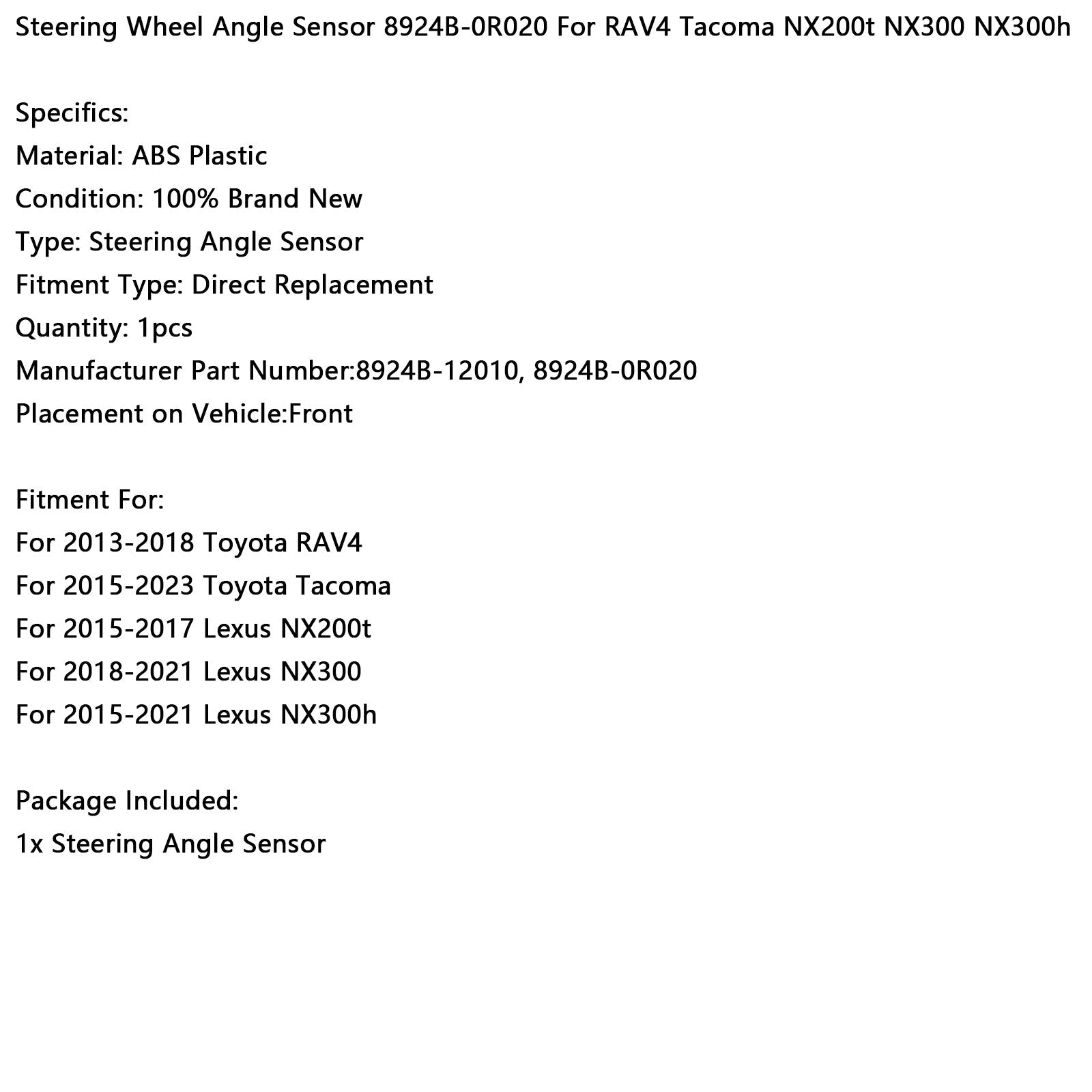 Sensore d'angolo del volante 8924B-0R020 per RAV4 Tacoma NX200t NX300 NX300h