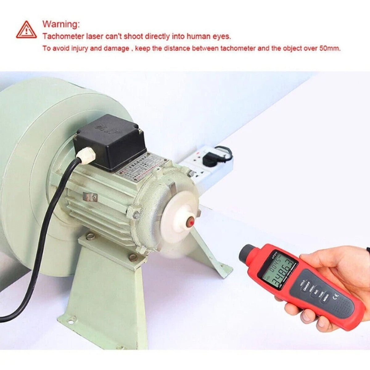 Tachymètre numérique laser sans contact UT372, mesure de vitesse de rotation jusqu'à 99 999 tr/min