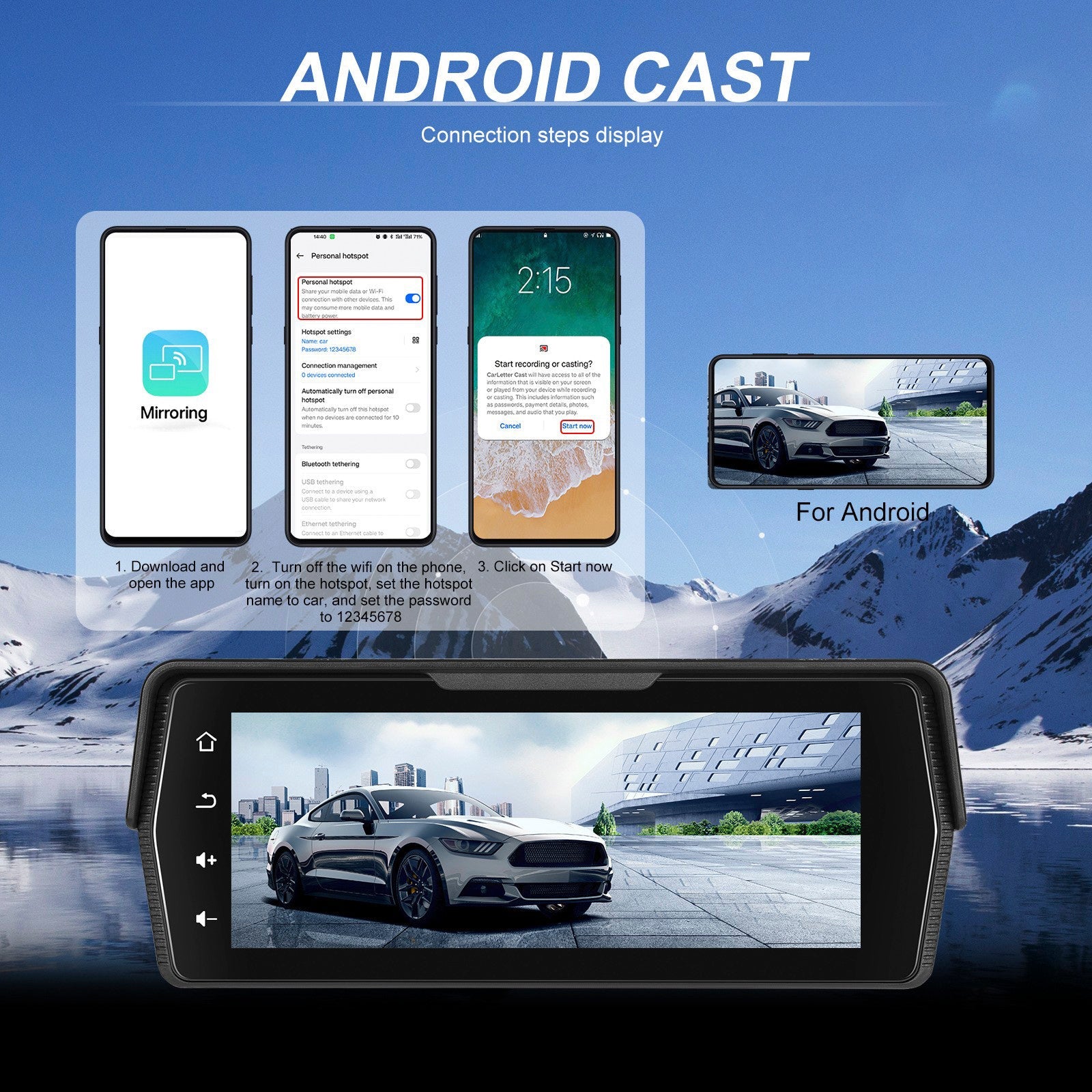 Écran sans fil PND de 6,86 pouces pour motos, compatible avec CarPlay et Android Auto