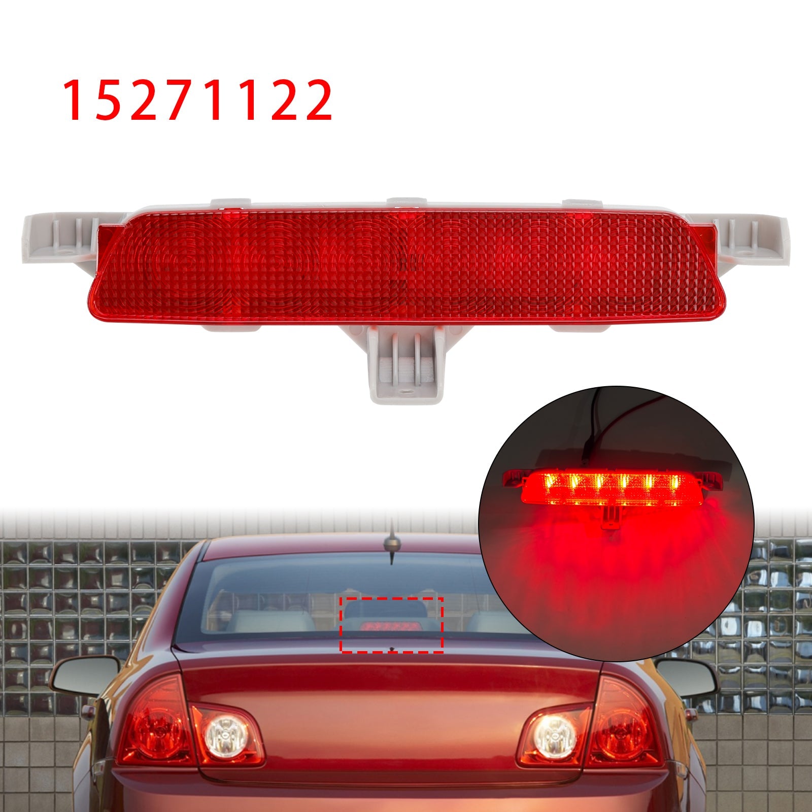 Terza luce freno rossa con montaggio alto posteriore per Chevrolet Malibu 2008-2012