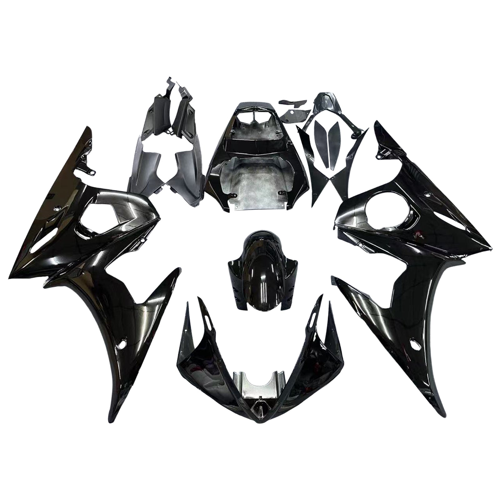 Fairing Injection Plastic Kit Gloss Black w/bolt Fit For YAMAHA 2005 YZF R6