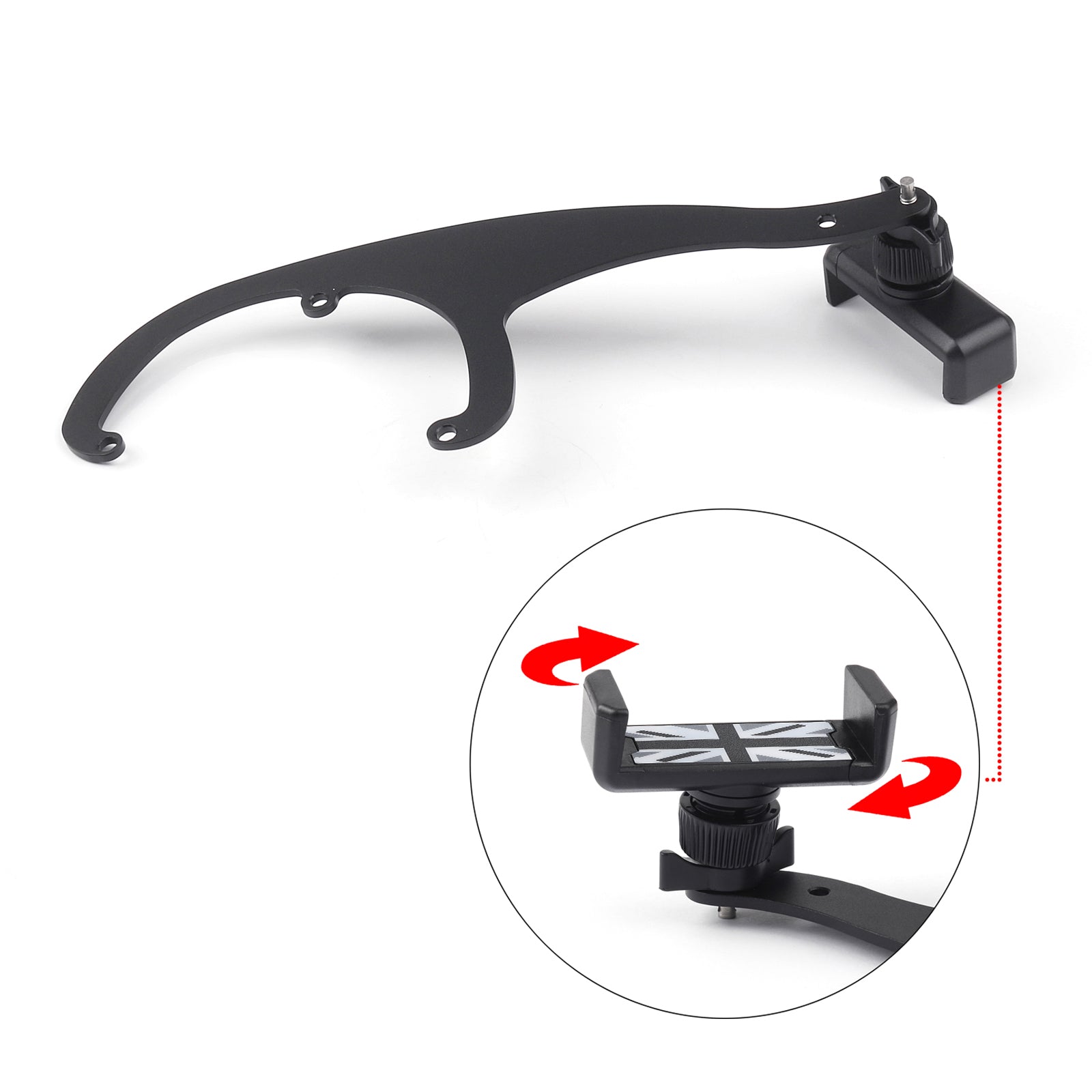 360°Rotation Car Phone Mount Cradle Holder Stand For Mini Cooper R60 R61 Gray