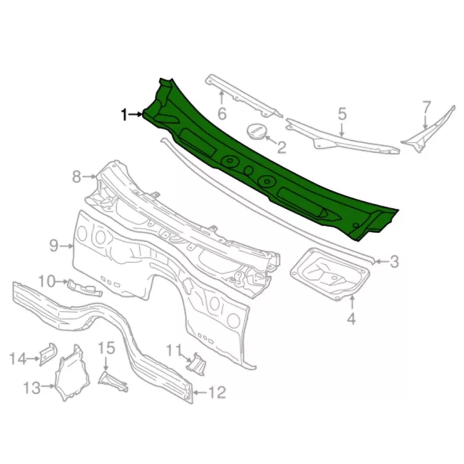 09/2008-06/2015 BMW X1 E84 Prezlične rešetke brisalcev 51712990023