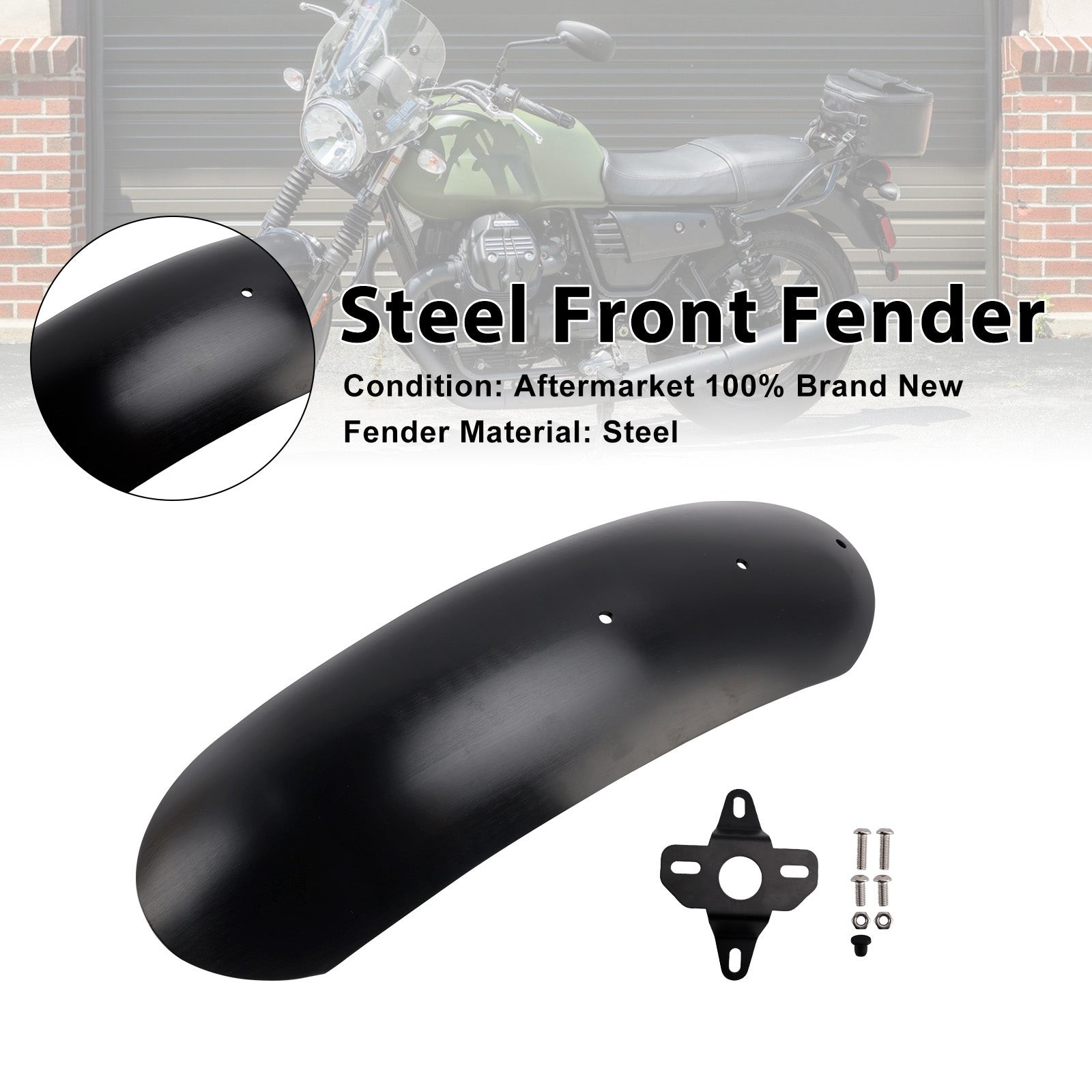 Parafango Anteriore in Acciaio Compatibile con MOTO GUZZI V7 Stone Special 2017-2025