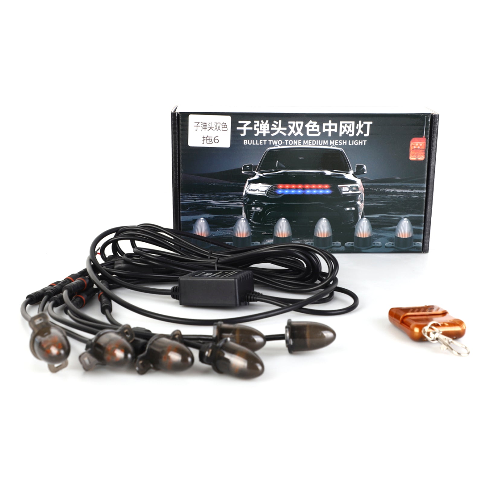 Zestaw 6 światła migające światła do przedniej kratki, styl głowy piłki, uniwersalny, do samochodu