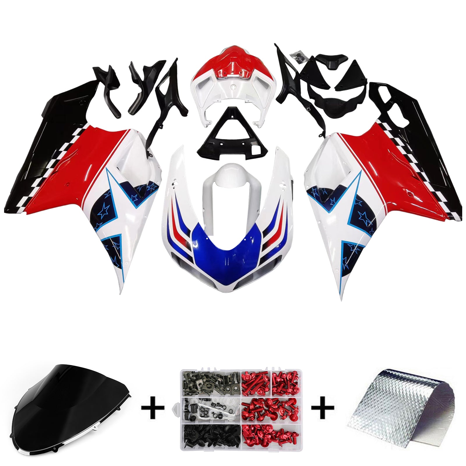 Kit de carénage par injection, carrosserie en plastique ABS, compatible avec Ducati 1098/1198/848 de 2007 à 2011