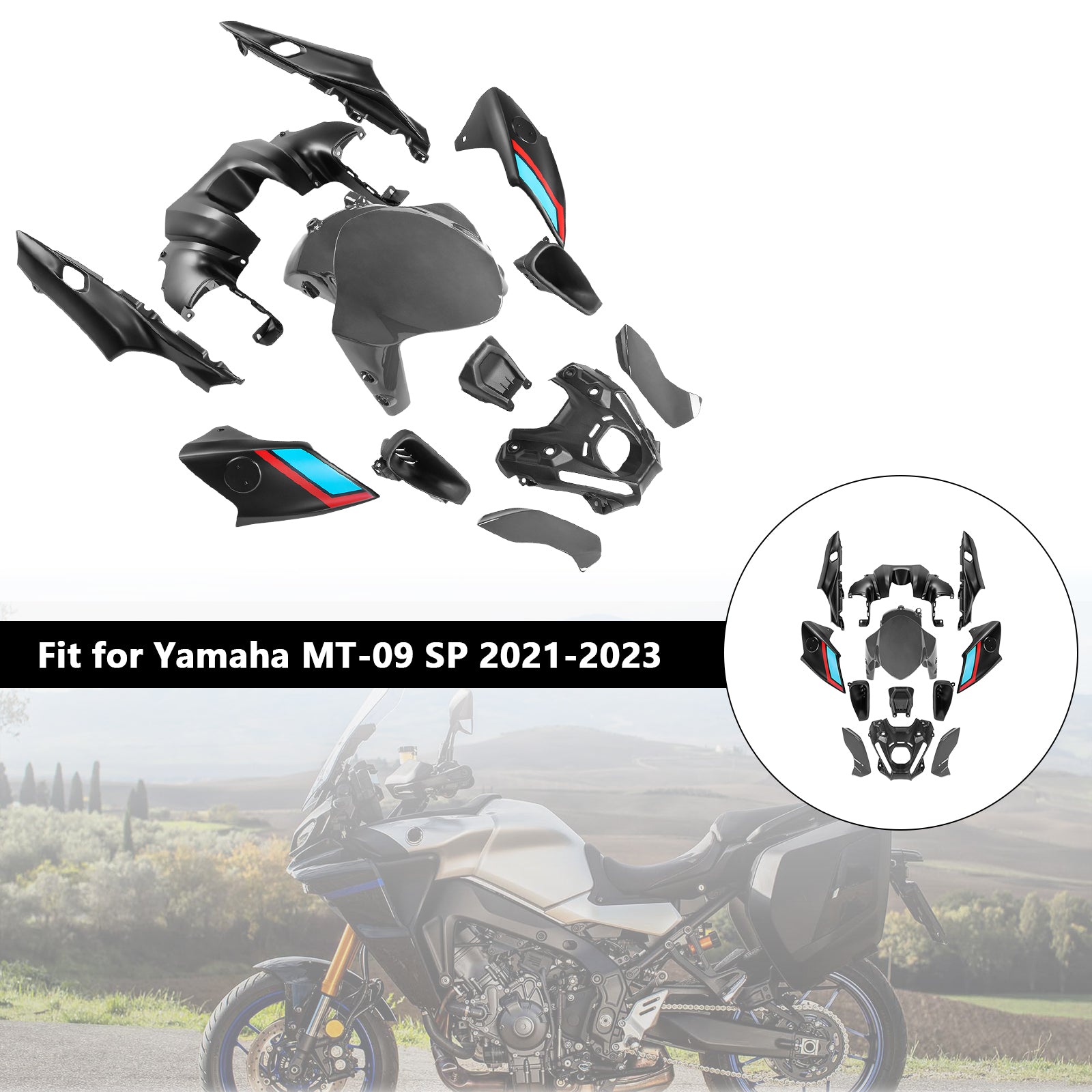 Kit de carénage de carrosserie ABS injection pour Yamaha MT-09 / MT-09 SP 2021-2023 07#