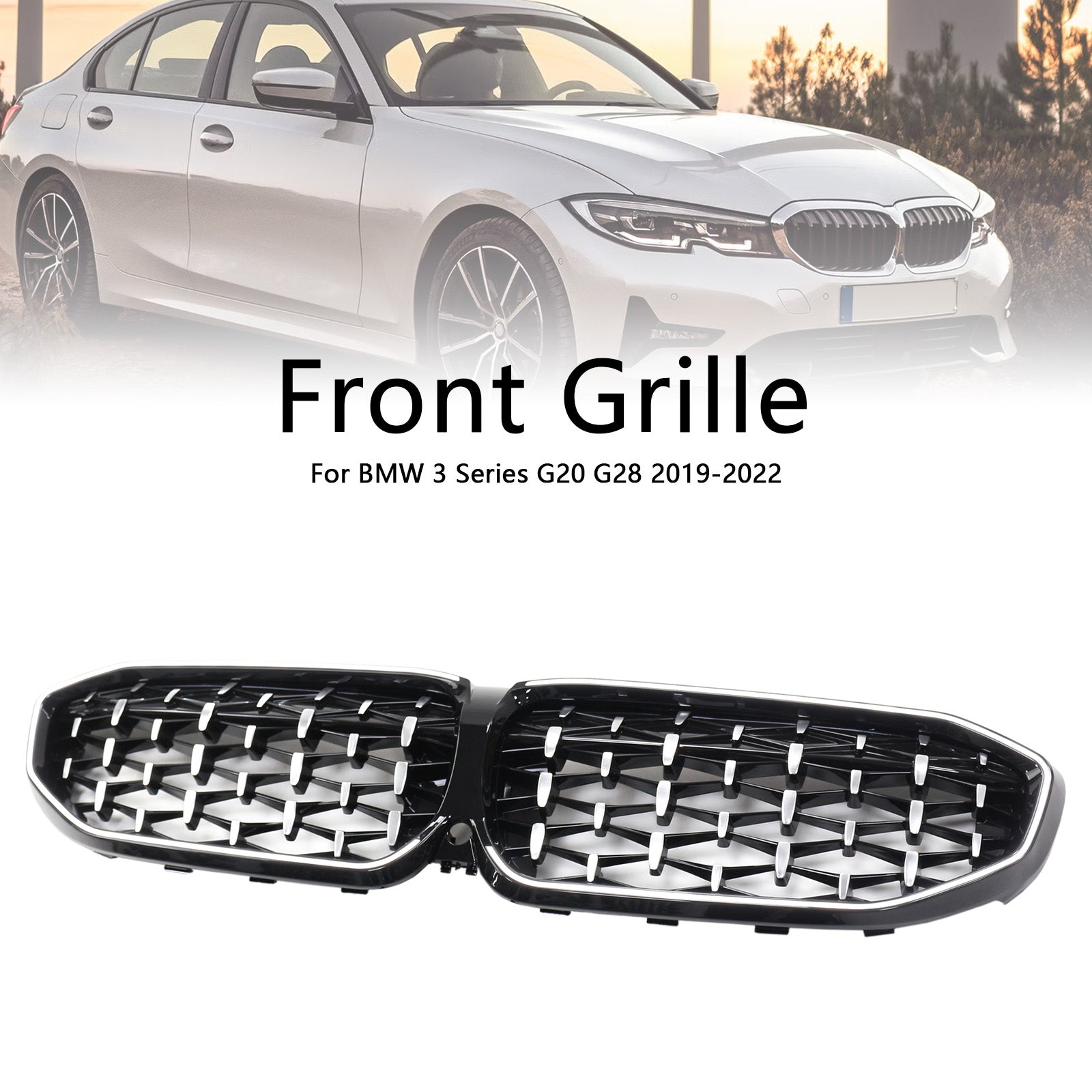 Grille de calandre en forme de diamant pour BMW Série 3 G20 2019-2022 51138072085