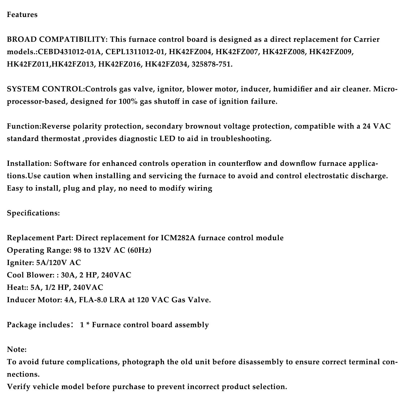 Scheda di controllo del forno ICM282A per Carrier HK42FZ013 HK42FZ004 HK42FZ007