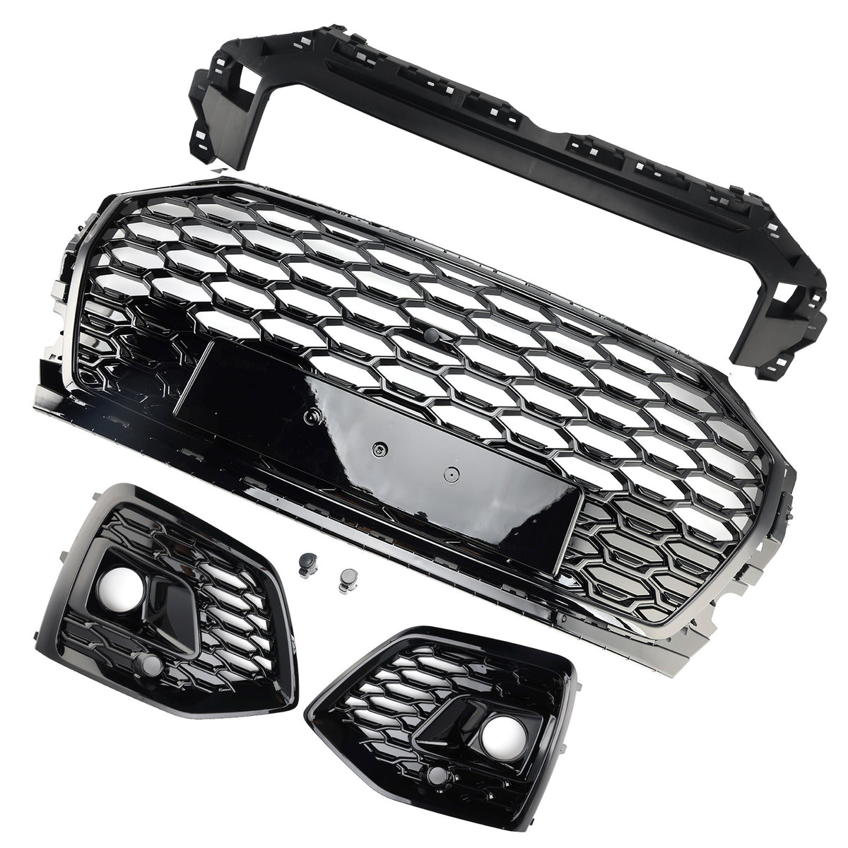 Front Bumper Grille Honeycomb Grill & Fog Light Cover Pour Audi Q5 2021-2025