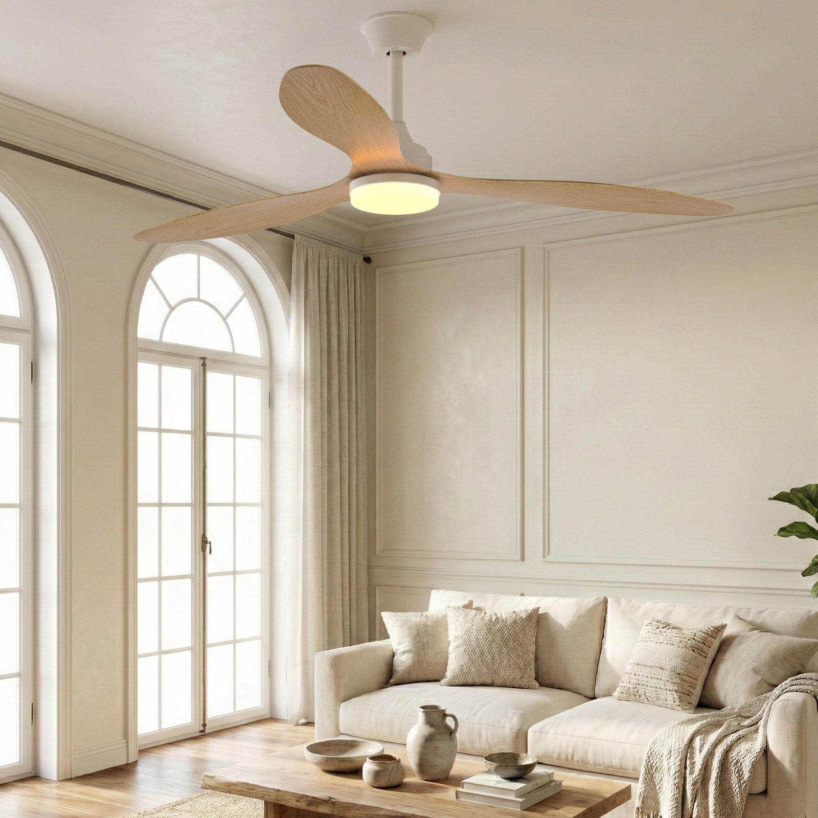 Noir-Blanc 6 vitesses Ventilateur moderne 52" avec lumière télécommande