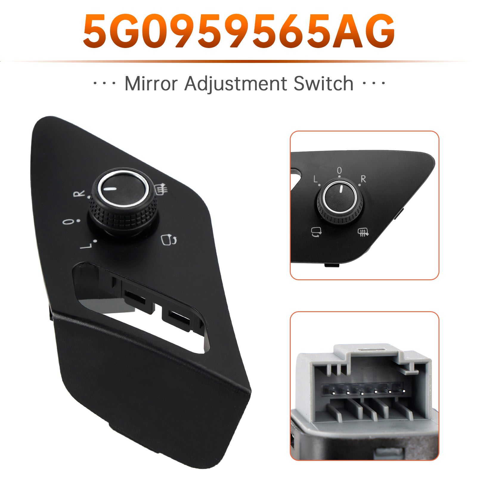 Interruttore specchietti ripiegabili elettricamente per VW Golf Mk7 (2012-2019) con guida a sinistra (5G0959565AG)