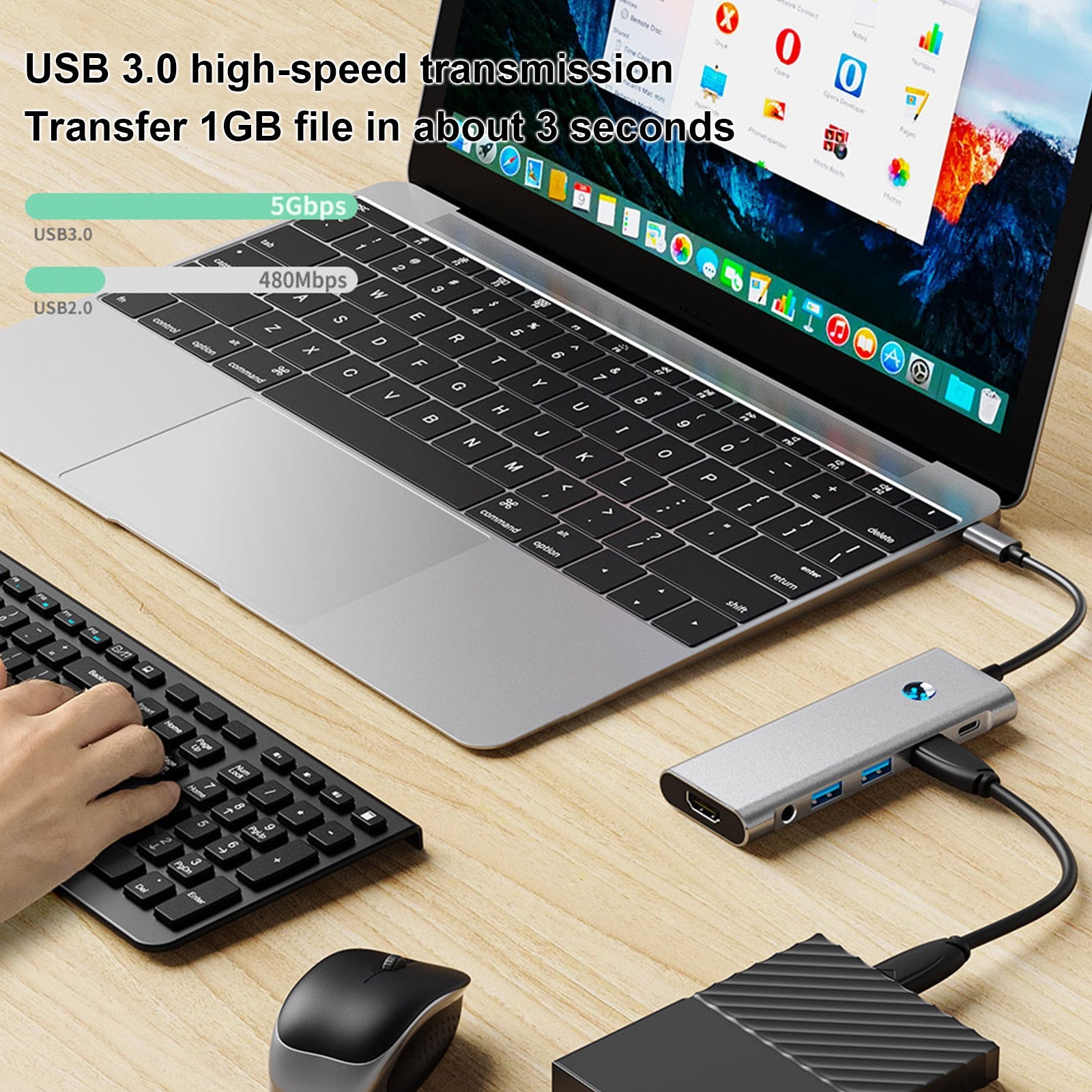 9 w 1 TYPE-C + USB3.0 USB2.0 Adapter koncentratora interfejsu danych audio HDMI SD/TF PD100W