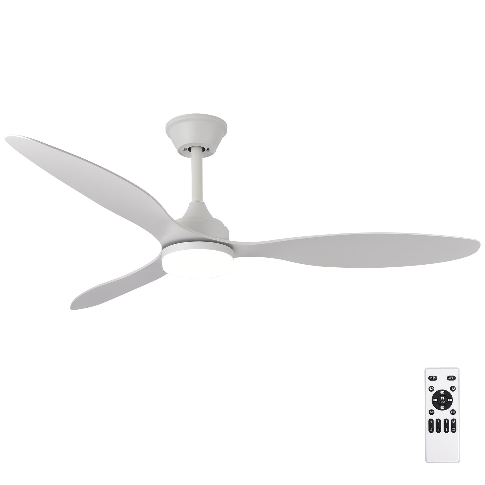 Noir-Blanc 6 vitesses Ventilateur moderne 52" avec lumière télécommande