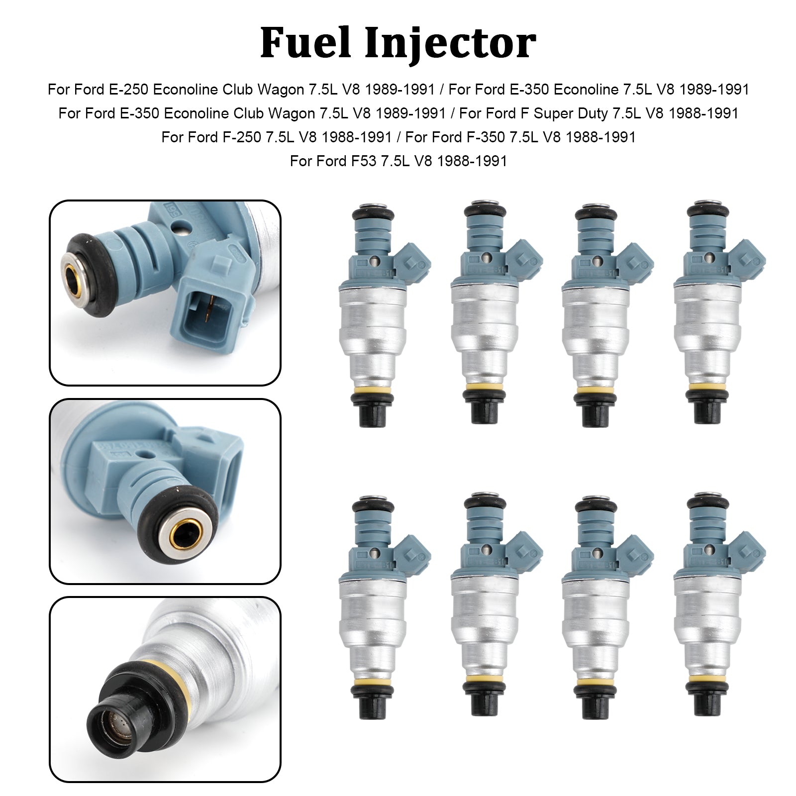8 kpl Polttoainesuuttimet 0280150759 Ford E-250 E-350 7,5L V8 1988-1991 822-11120