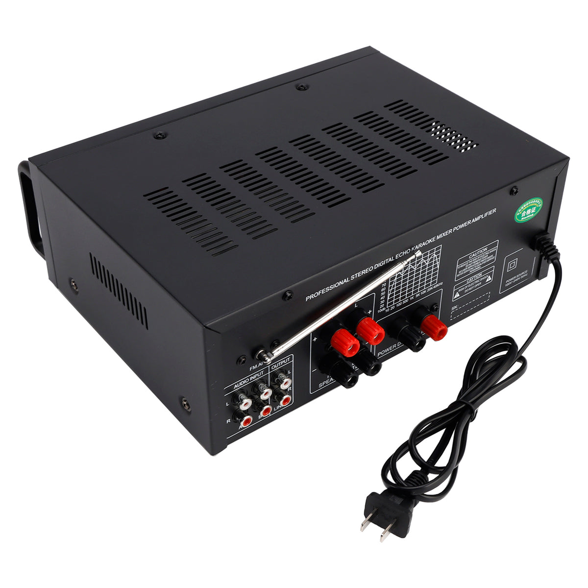 Bluetooth 5.4 HiFi 2500W Peak stéréo Power Amplificateur Karaoké FM USB EQ Mixer