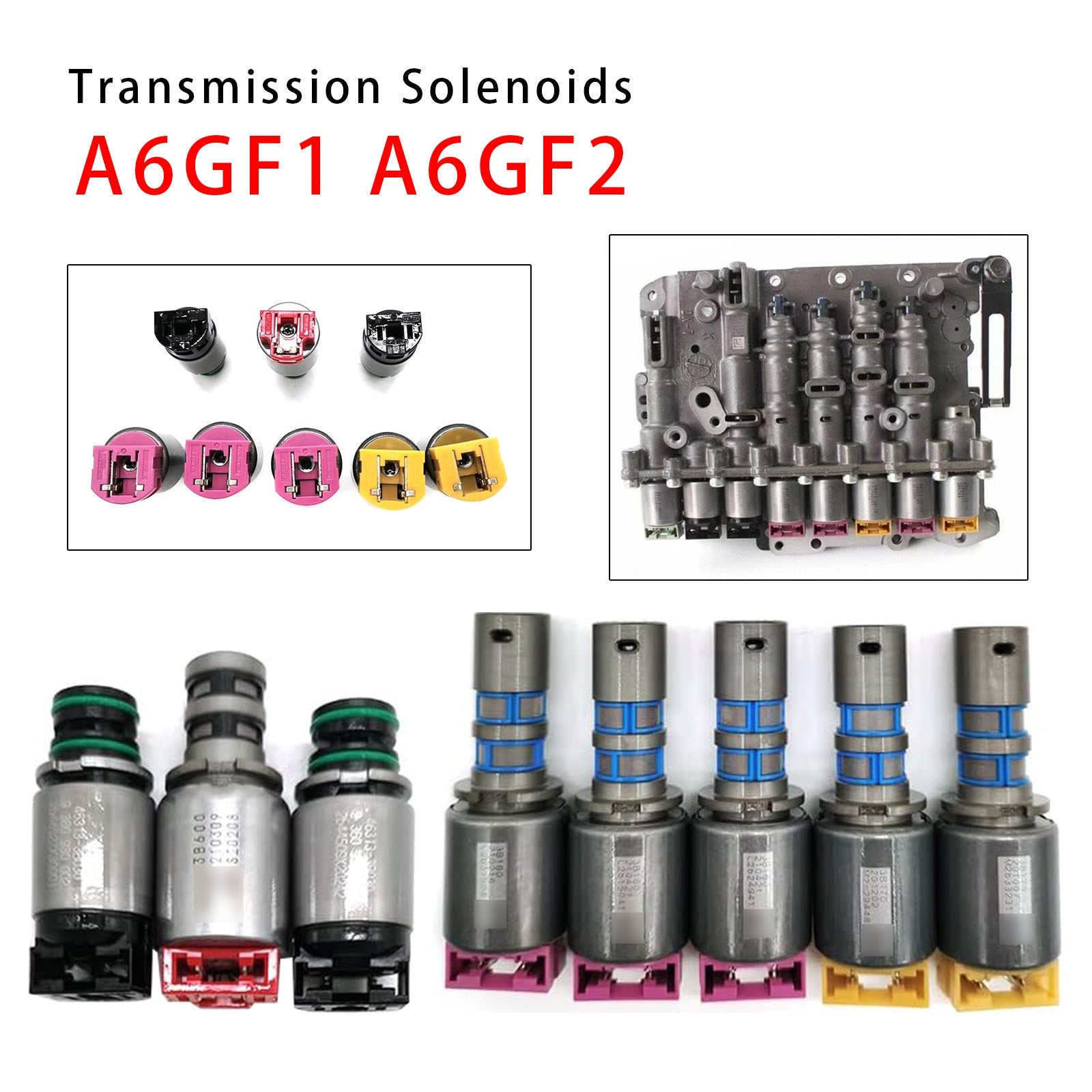 Kit de solenoides de transmisión A6GF1 A6GF2 de 8 piezas para Hyundai Soul 1.6L y 2.0L (2011)