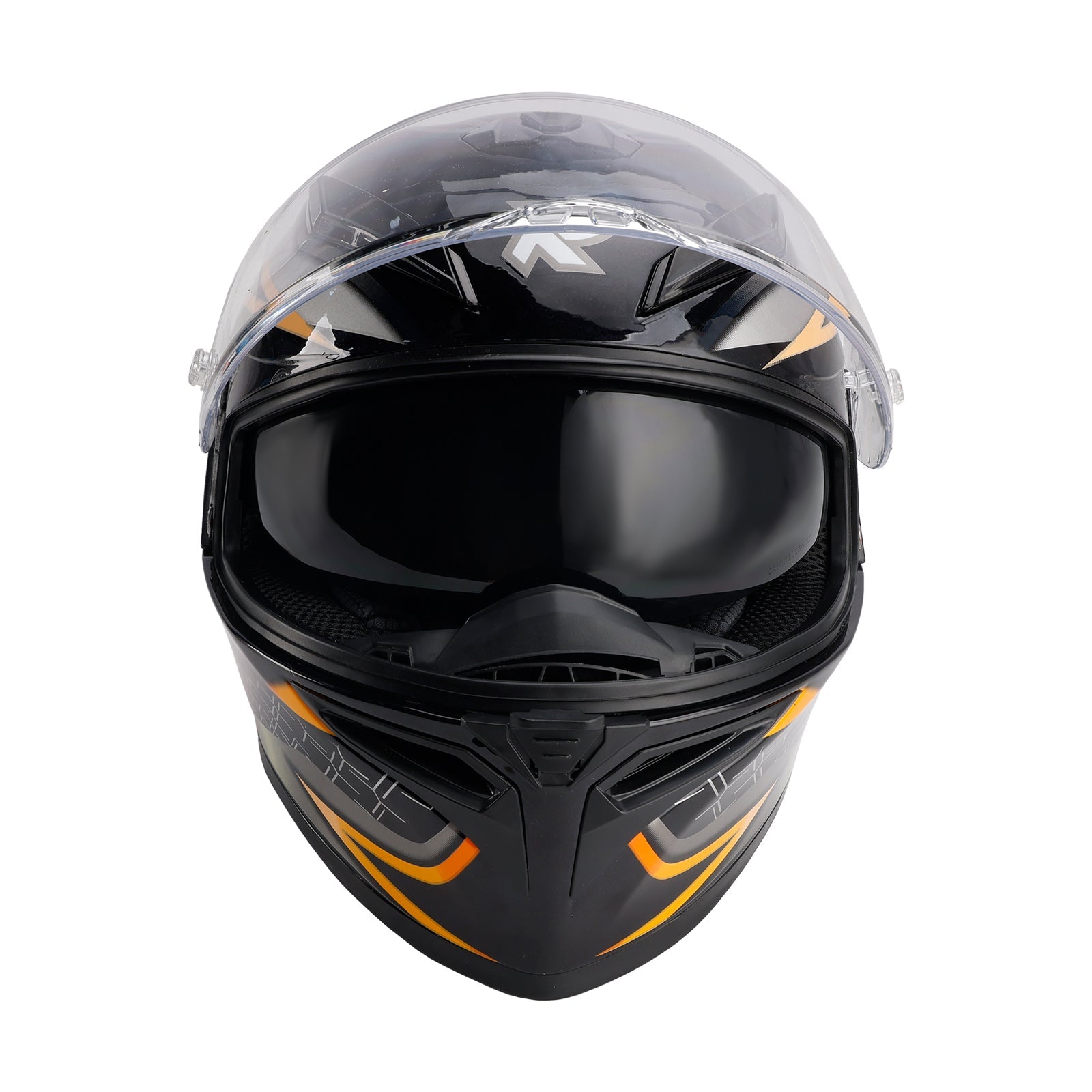 Casque moto intégral DOT pour adulte, orange