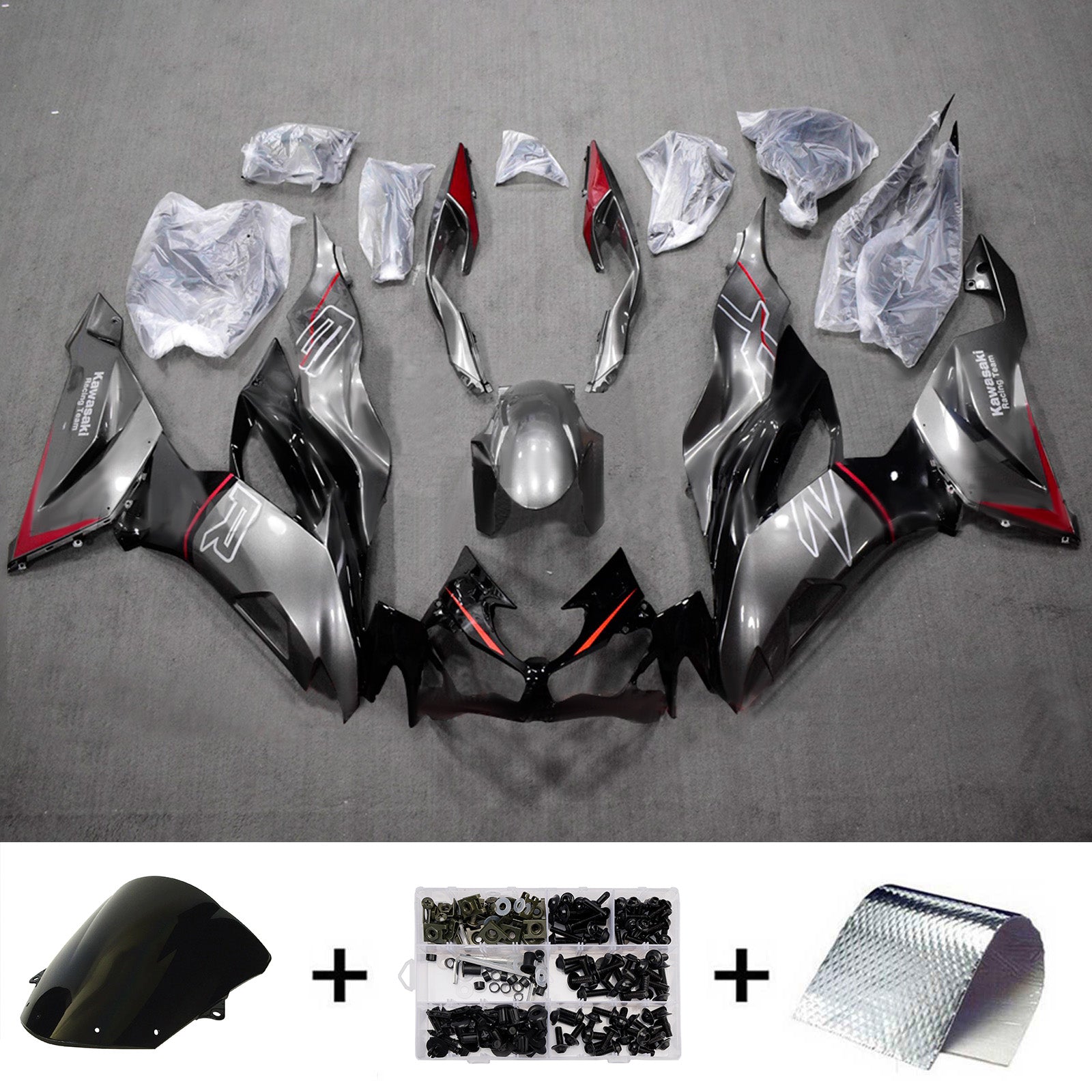 Kit de carénage injecté en plastique ABS compatible avec Kawasaki ZX6R 2019-2023