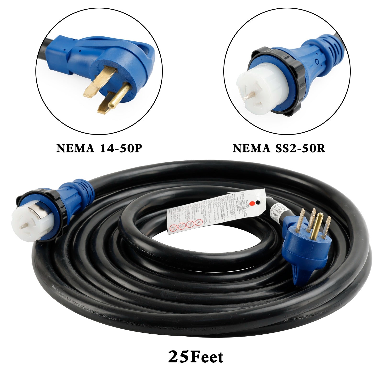 UL Listed 50 Amp 25 Ft RV/Generator Cord With Locking Connector For RV Camper