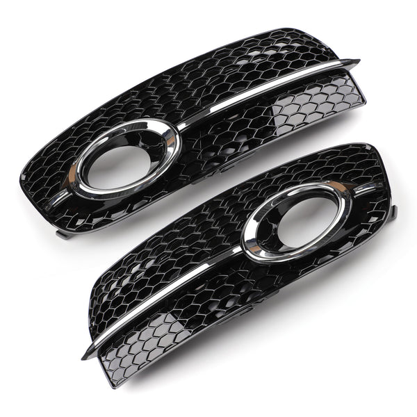 Lot De 2 Grilles Avant Antibrouillard Inférieures - Compatible Audi Q5 2009-2011 - ABS Noir Brillant, Installation Directe