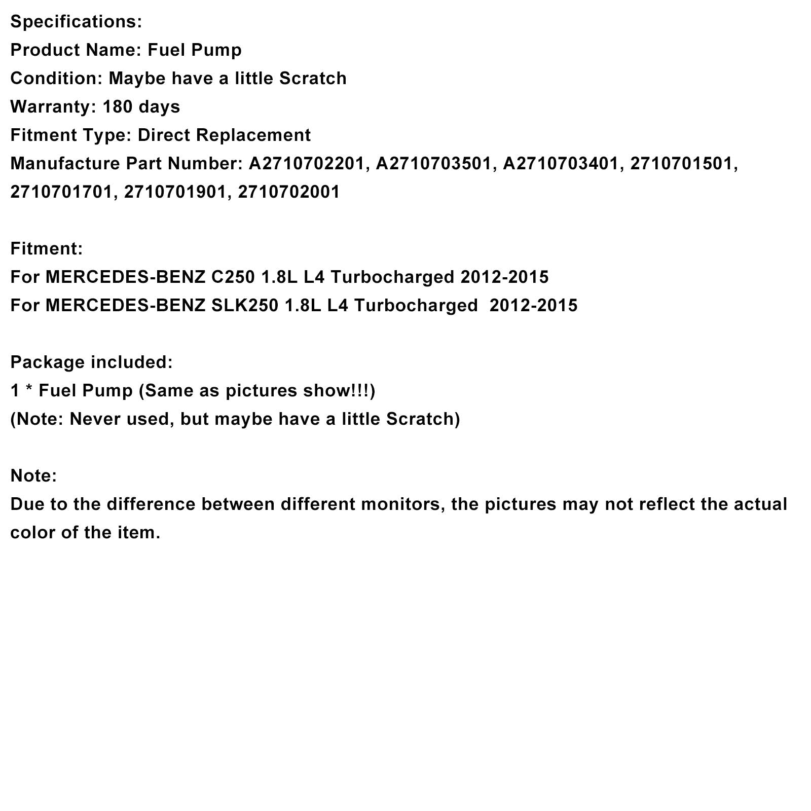 Pompe à carburant haute pression pour Mercedes-Benz SLK250 1.8L L4 Turbo (2012-2015) A2710703501