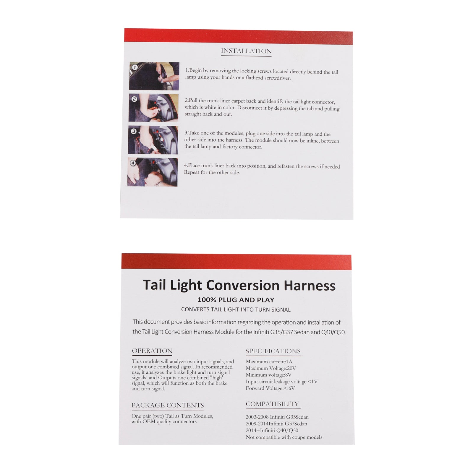 Modulo LED lampeggiante posteriore dinamico con diodi DD3027 per la berlina Infiniti Q40 2015