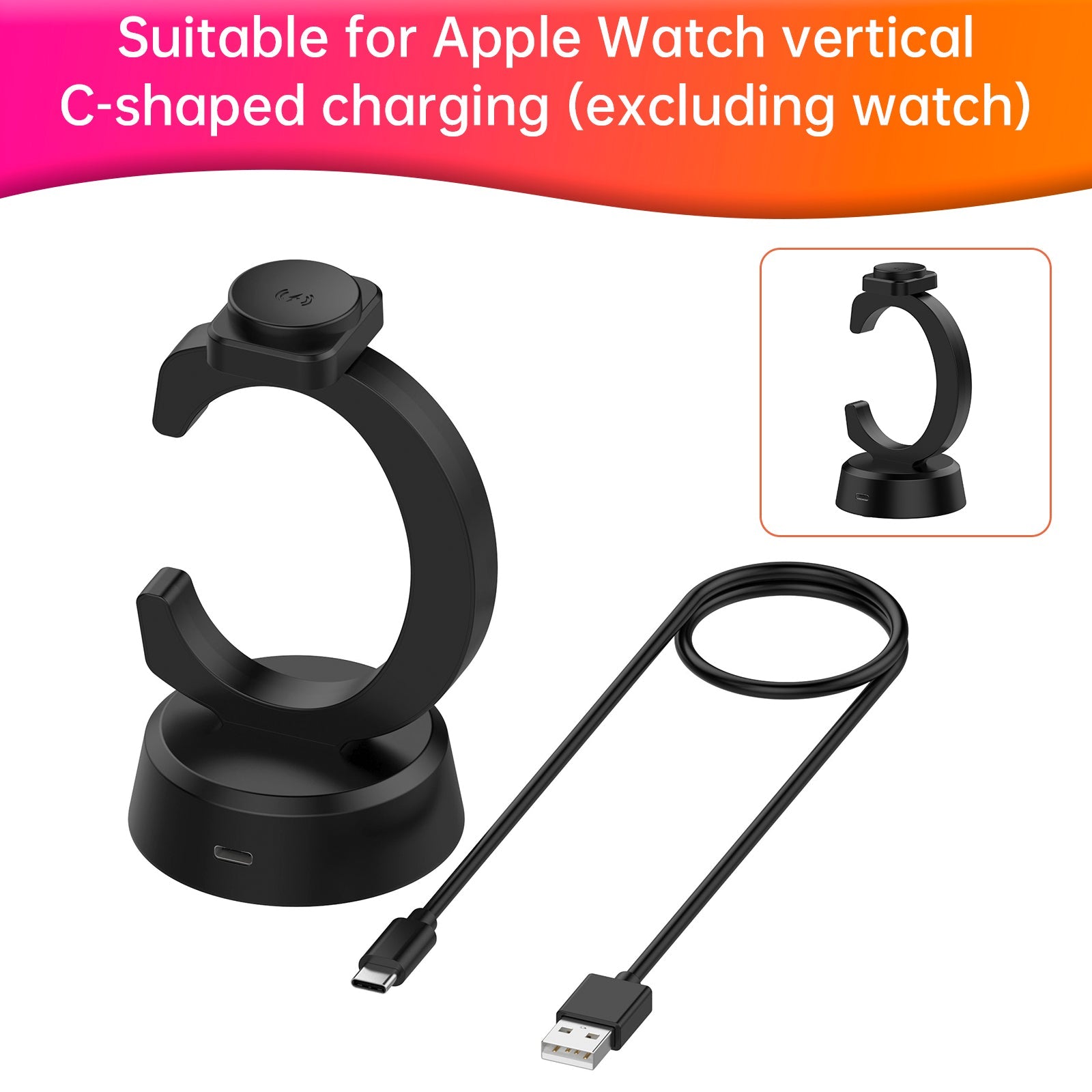 Cargador vertical en forma de C para Apple Watch y adaptador de estación de carga iWatch