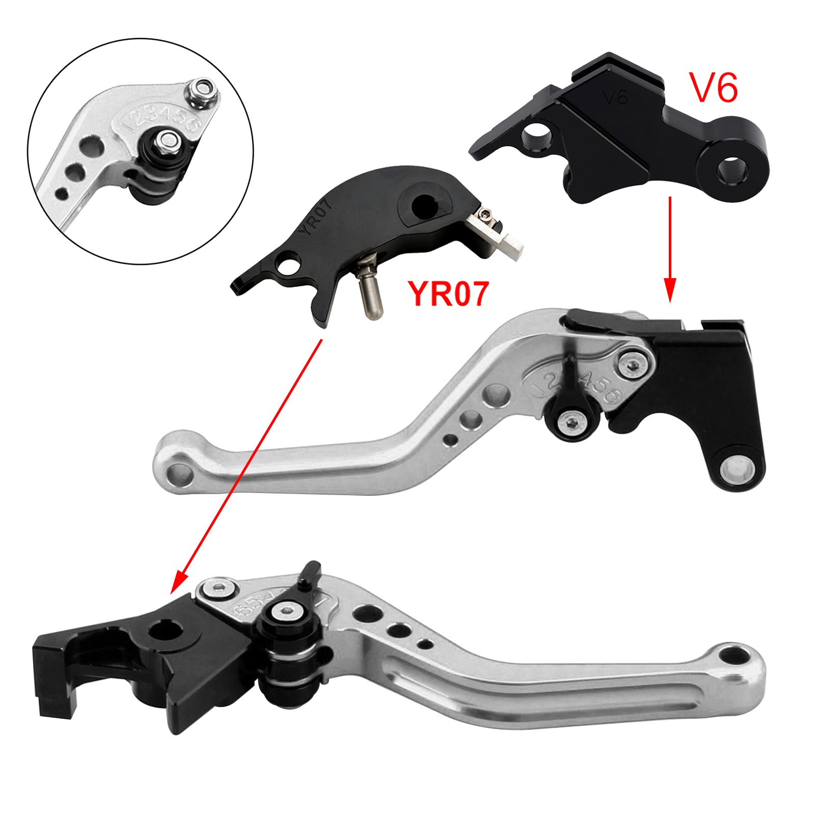Nouveau levier de frein et d'embrayage court compatible avec YAMAHA XSR900 XSR900GP MT-09 MT-09SP 24-25
