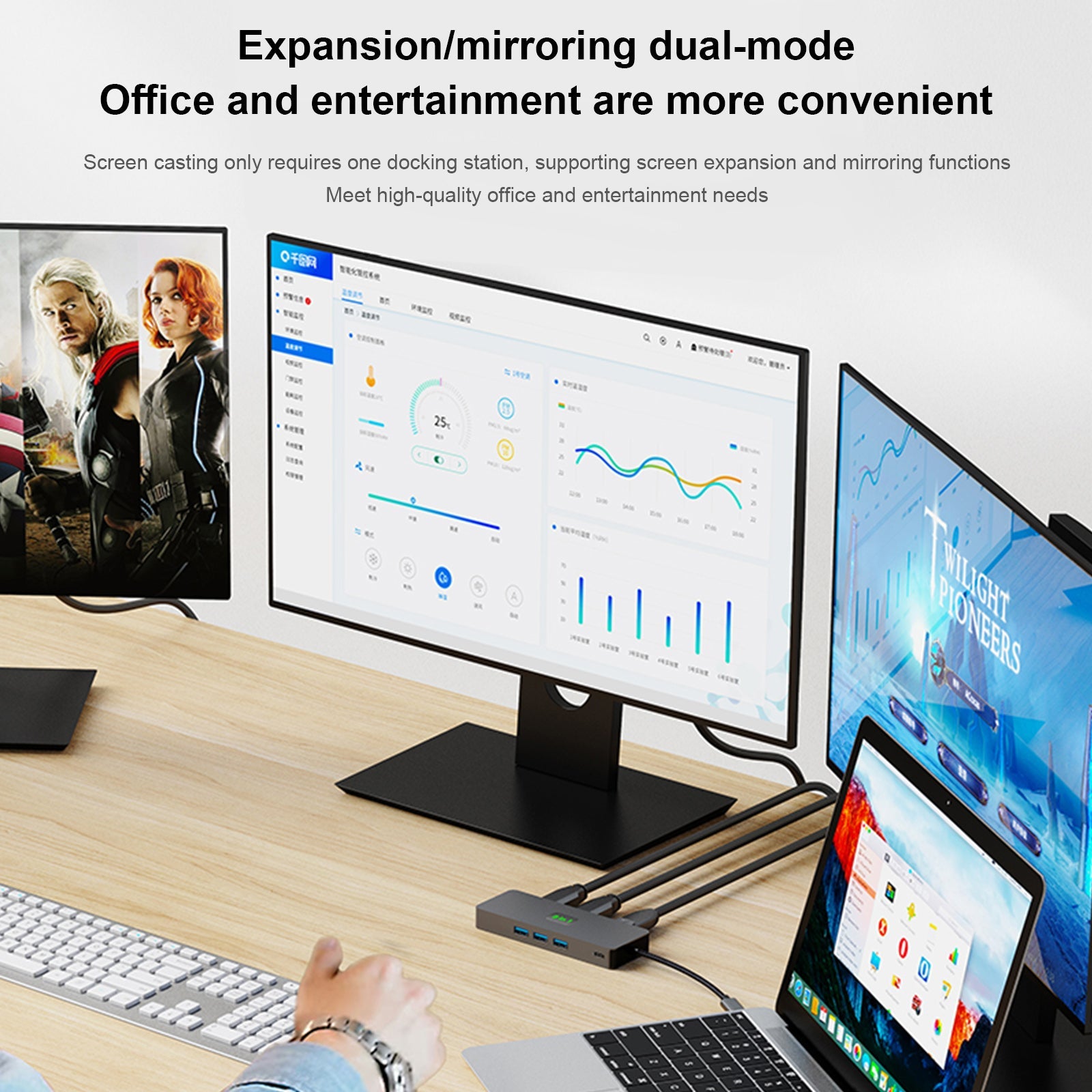 Adaptador de concentrador de interfaz 8 en 1 TYPE-C a RJ45 Gigabit USB 3.0 HDMI DP PD100W