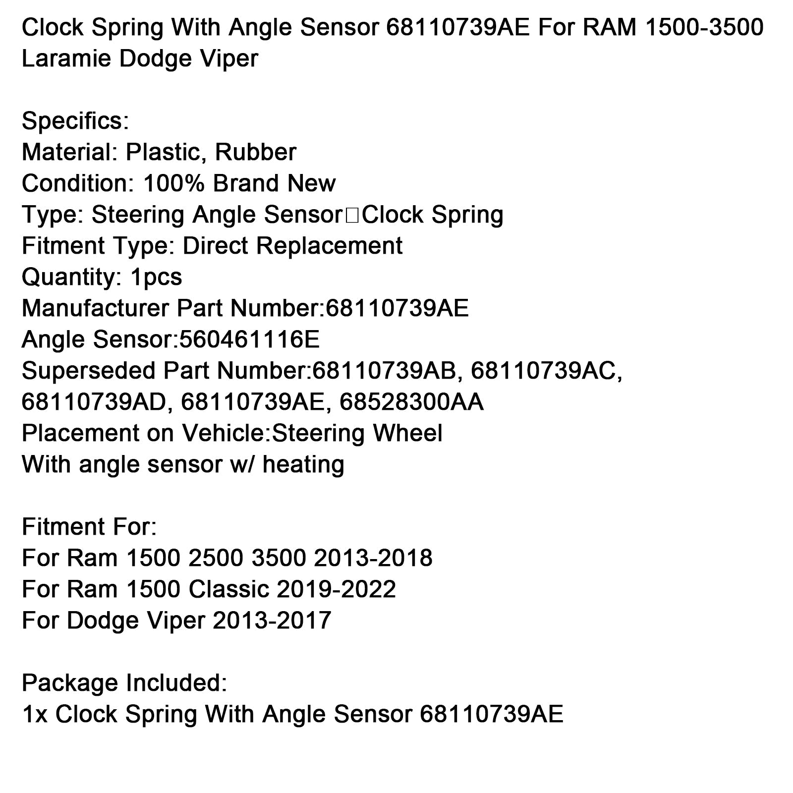 Senzor d&Senzor kota krmiljenja 68110739AE za Ram 1500 Classic 2019-2022