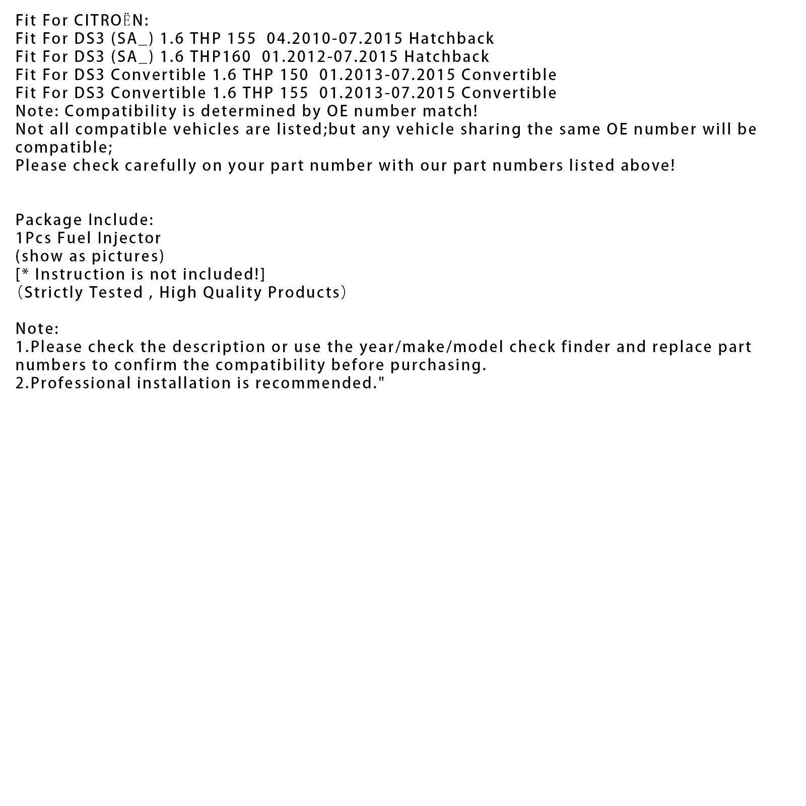 1 injecteur de carburant pour BMW F21 F30 MINI R55 R56 R60 Peugeot CITROËN 0261500073