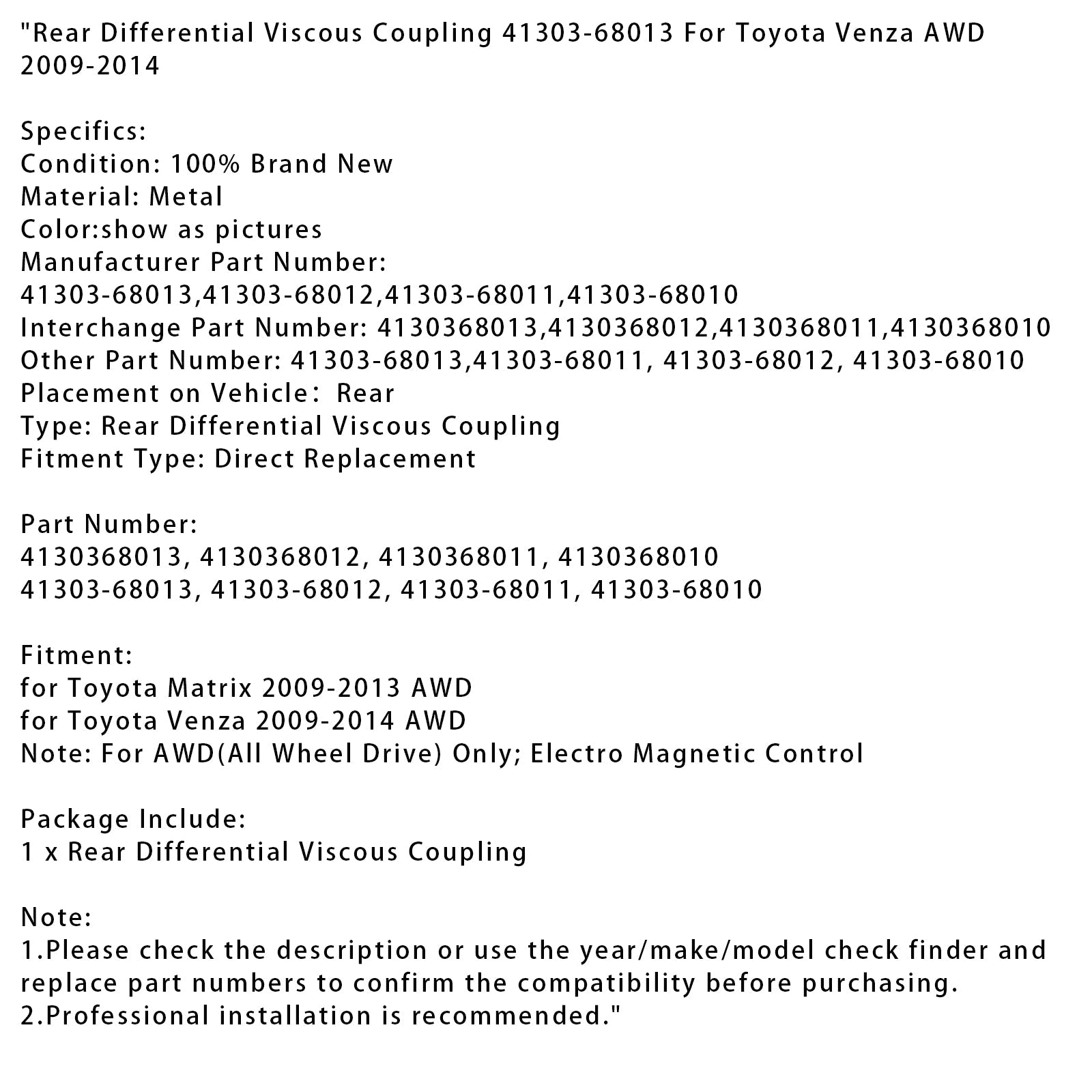 Visco-Toyota Venza 2009-2014 41303-68013 4130368012