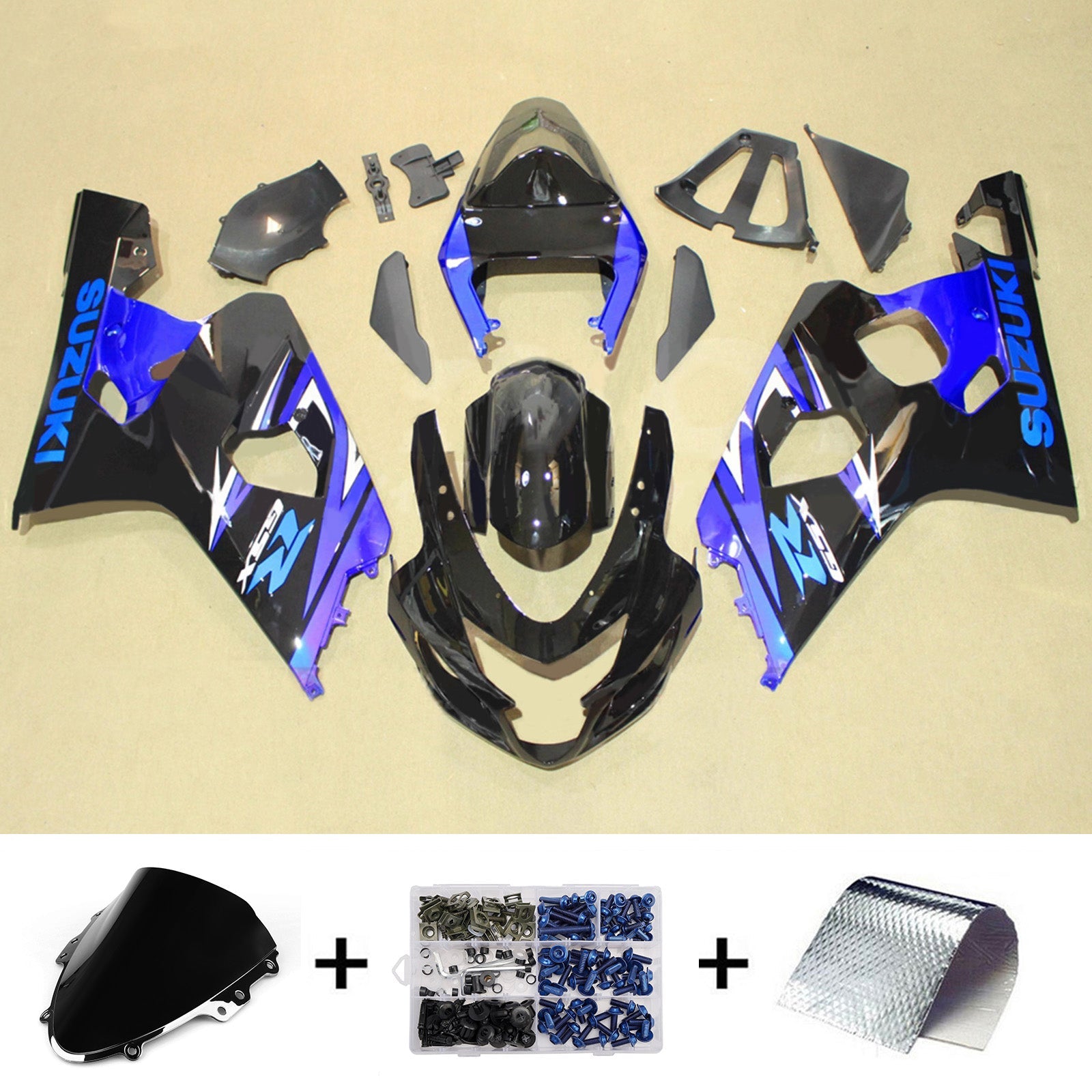 Kit de carénage injecté en plastique ABS pour Suzuki GSXR 600/750 2004-2005 K4
