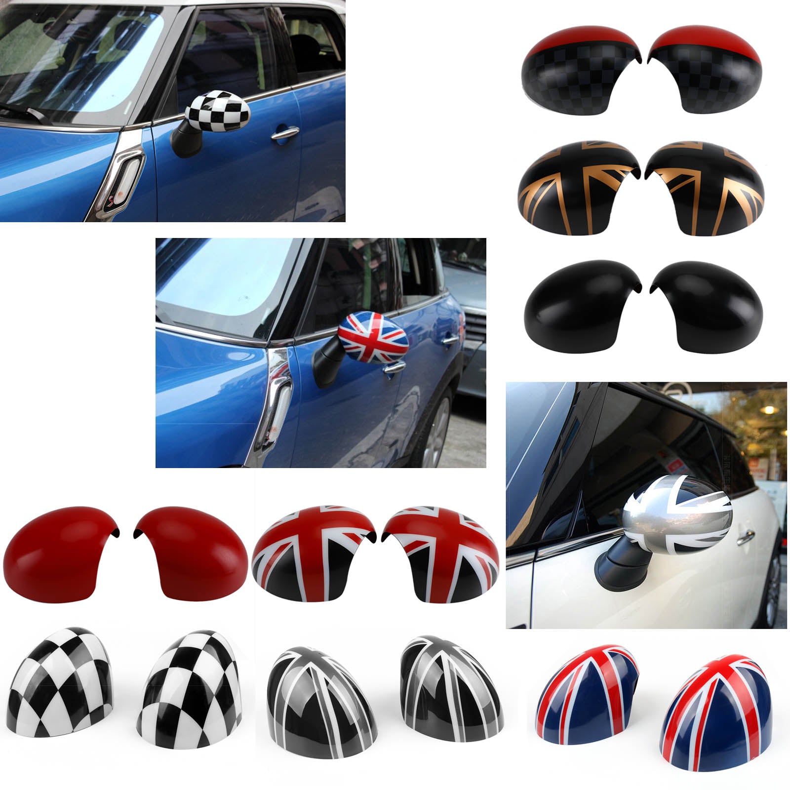 L&H WING Mirror Covers Fit MINI Cooper R55 R56 R57 R58 R60 R61 Power Fold Mirror