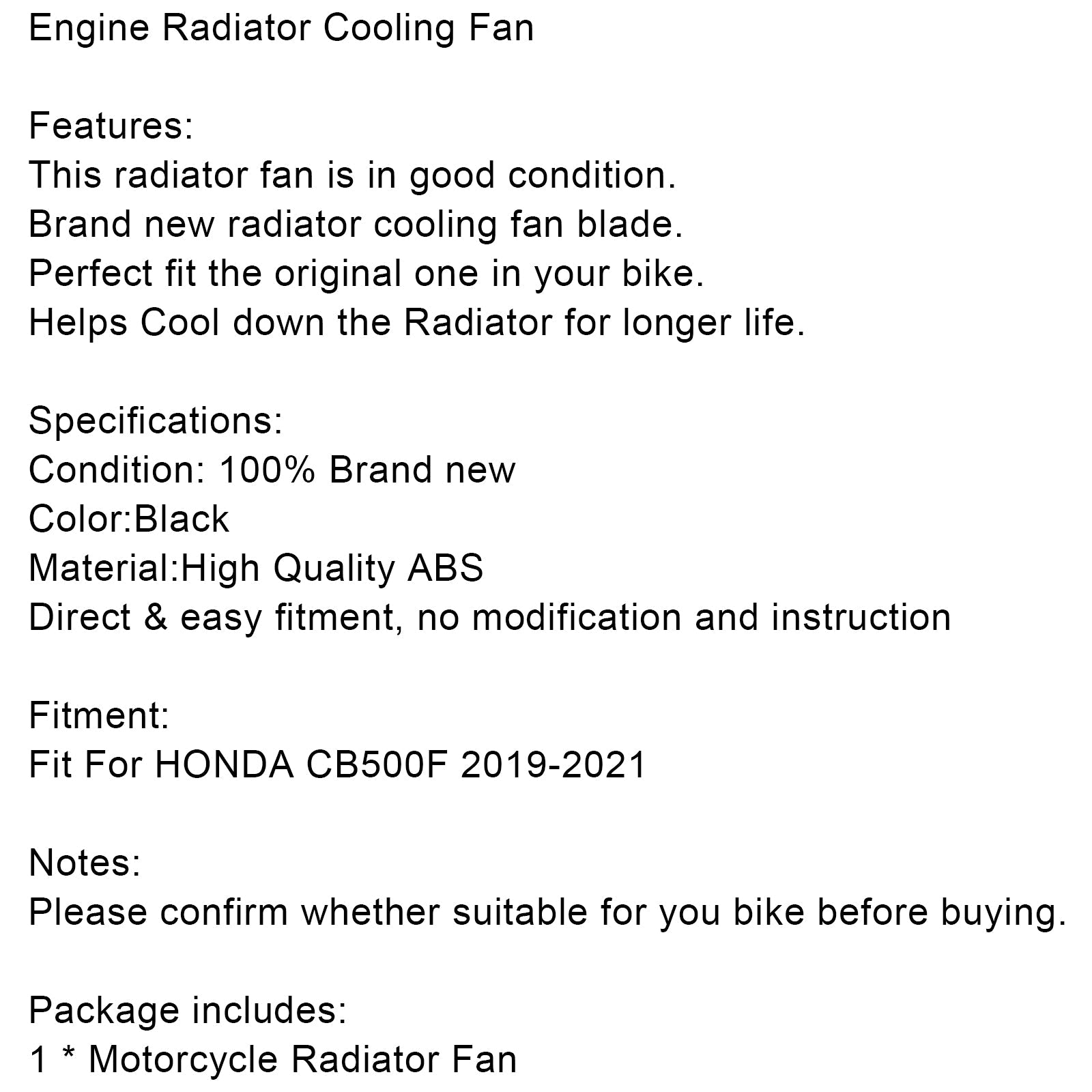 Pale de ventilateur de refroidissement de radiateur de moteur HONDA CB500F CB 500 F 2019-2021