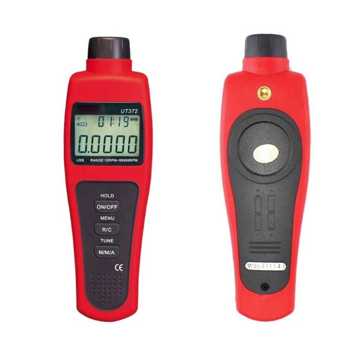 Tachymètre numérique laser sans contact UT372, mesure de vitesse de rotation jusqu'à 99 999 tr/min
