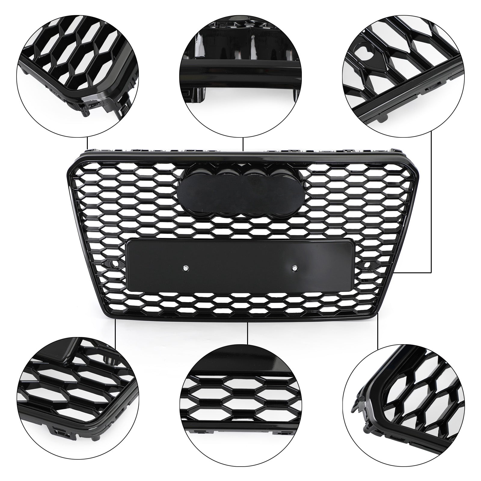RS7 Style Honeycomb Sport Mesh Hex Grille Grill Fit Audi A7/S7 2012-2015 Black