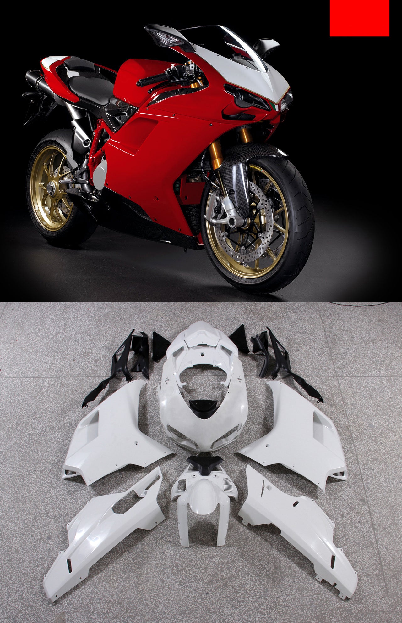 Kit de carénage par injection, carrosserie en plastique ABS, compatible avec Ducati 1098/1198/848 de 2007 à 2011