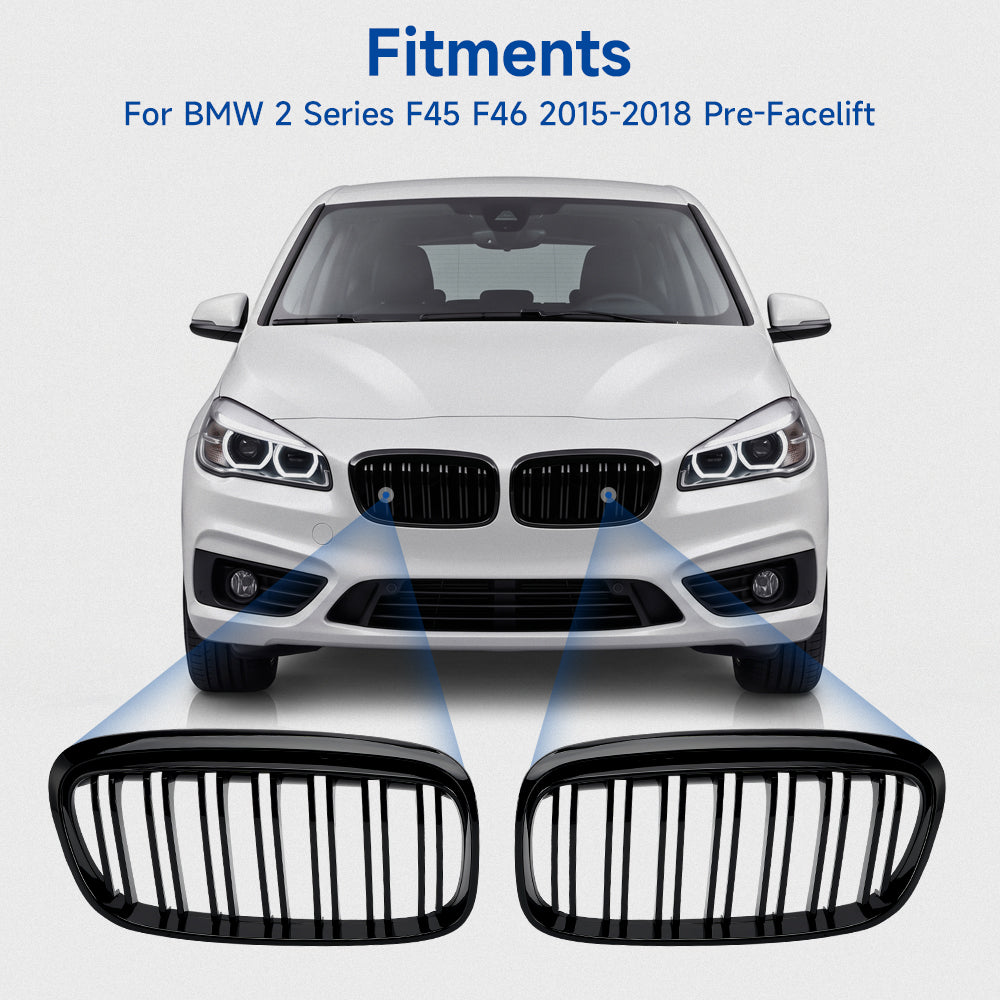 Glanzend zwart frontrooster voor BMW 2-serie Gran Tourer F45 F46 2015-2018